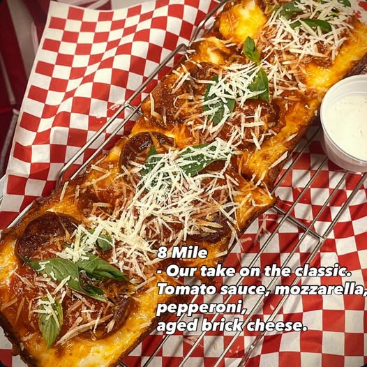 8 MILE Detroit-style pan pizza